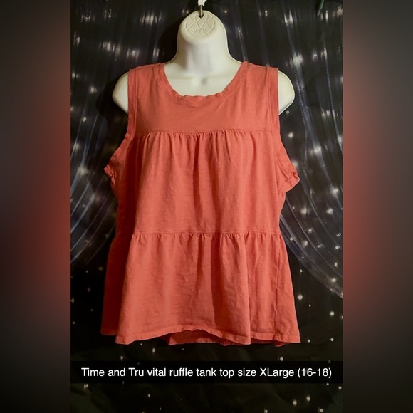 Time and Tru coral Ruffle Tank Top - Picture 1 of 2